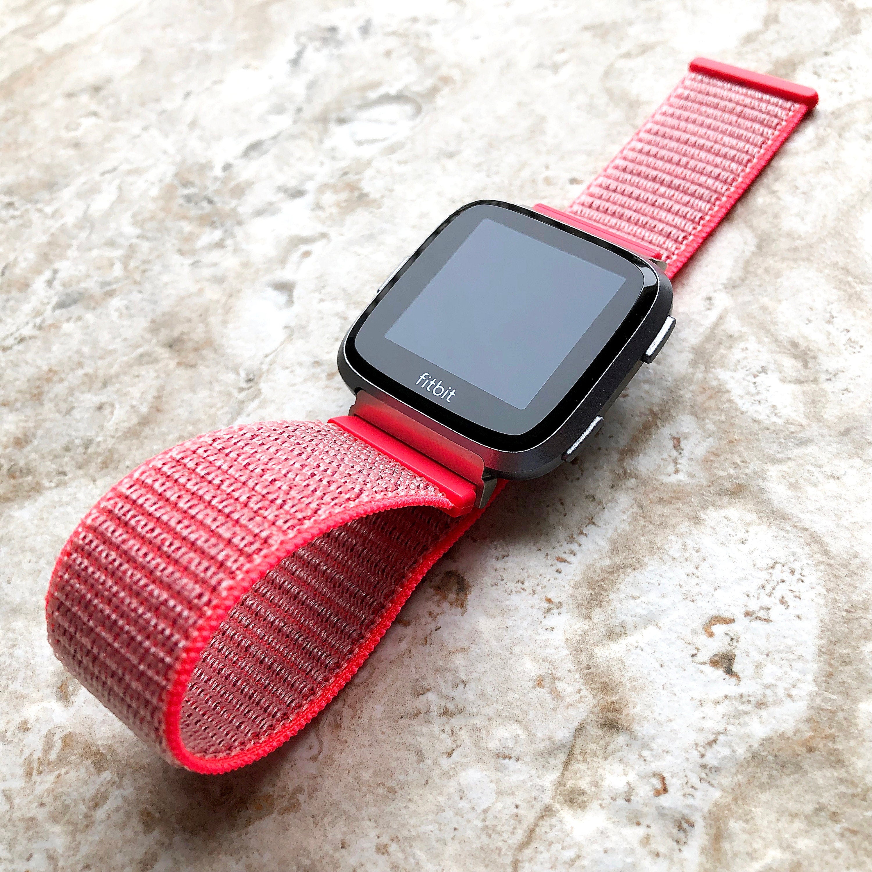 Fitbit Versa 2 3 4 Sense 2 Sports Band Hot Pink Loop and Hook Strap Watch Bands Straps Adjustable with Quick Adapters Silver Rose Gold Black